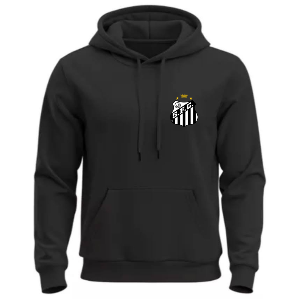 Moletom Flanelado Canguru Blusa Quentinha Casaco Santos Peixe Meninos da Vila Peixão Estampado Time