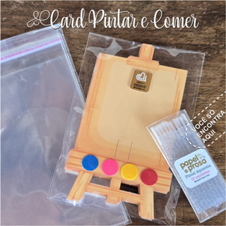 Kit 10 Card Cavalete Pinte e Coma c/ tinta Comestível/Mini Pincel/Saquinho Adesivado  #Papel e Prosa em Oferta na Shopee