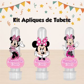 KIT 50 APLIQUE MINNIE ROSA, LEMBRANCINHA, FESTA, TUBETE, MIMOS, ANIVERSÁRIO, MINIE.TODOS OS TEMAS em Oferta na Shopee