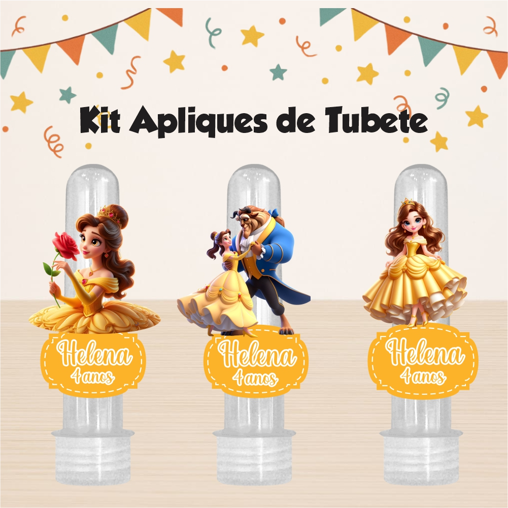 KIT  APLIQUE BELA E A FERA, LEMBRANCINHA, FESTA, APLIQUE PARA TUBETE, MIMOS, ANIVERSÁRIO.TODOS OS TEMAS