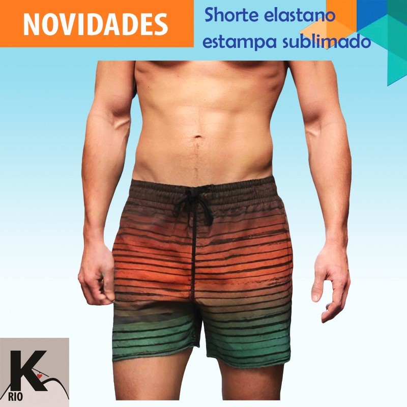 Kec Rio, bermudas, shortes masculino, elastano sublimado, estampado, esportes, caminhada, academia, praia e passeio.