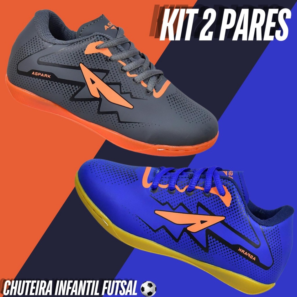 2 Pares Tênis Chuteira Futsal Infantil Masculino Juvenil 26 ao 33 Masculina Menino em Oferta na Shopee