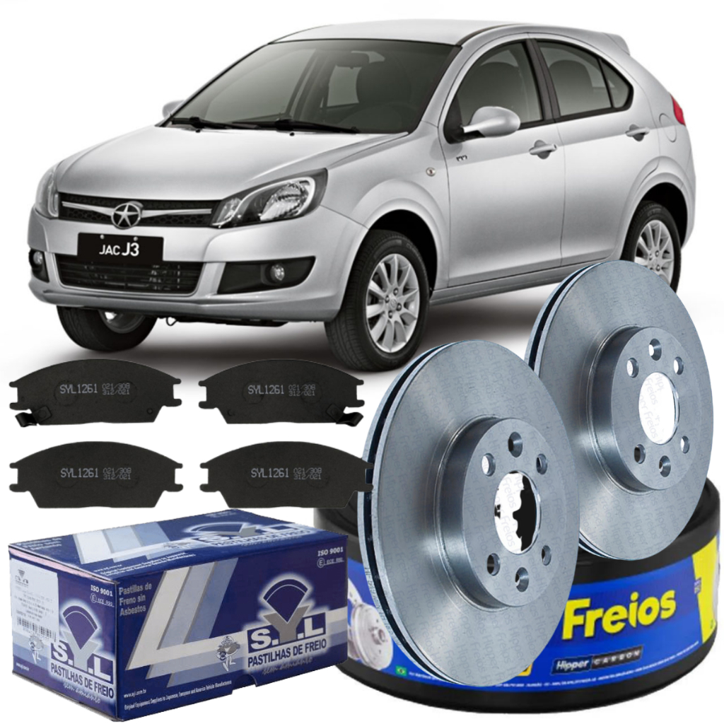 Kit Disco e Pastilha de Freio Dianteiro Ventilado JAC J3 Turim 1.4 16v 2011/...