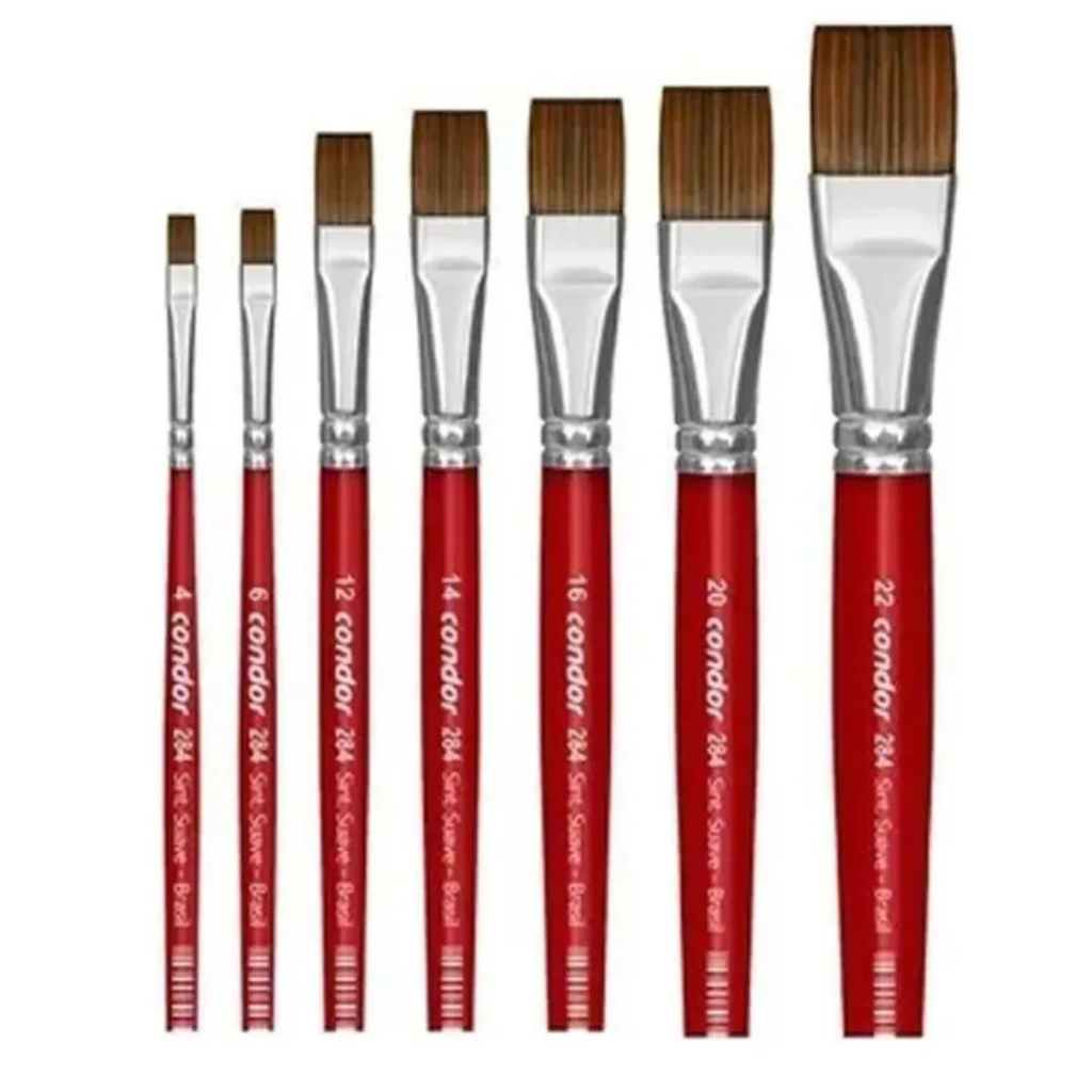 Kit 7x Pincel Chato Sintetico Condor 284 *4 6 12 14 16 20 22 * em Oferta na Shopee