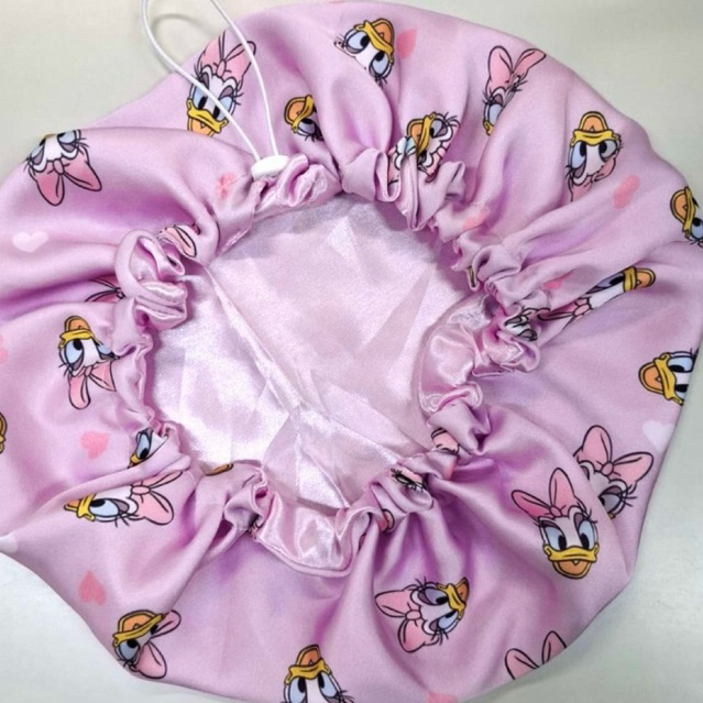 Touca de Cetim Estampada Margarida Ajustável Dupla Face Qualidade Premium