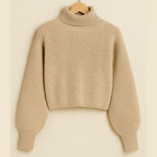 Blusa De Frio Feminina tricô Cacharrel Cropped Gola Alta Tricot Suéter Ombro Caído Inverno em Oferta na Shopee