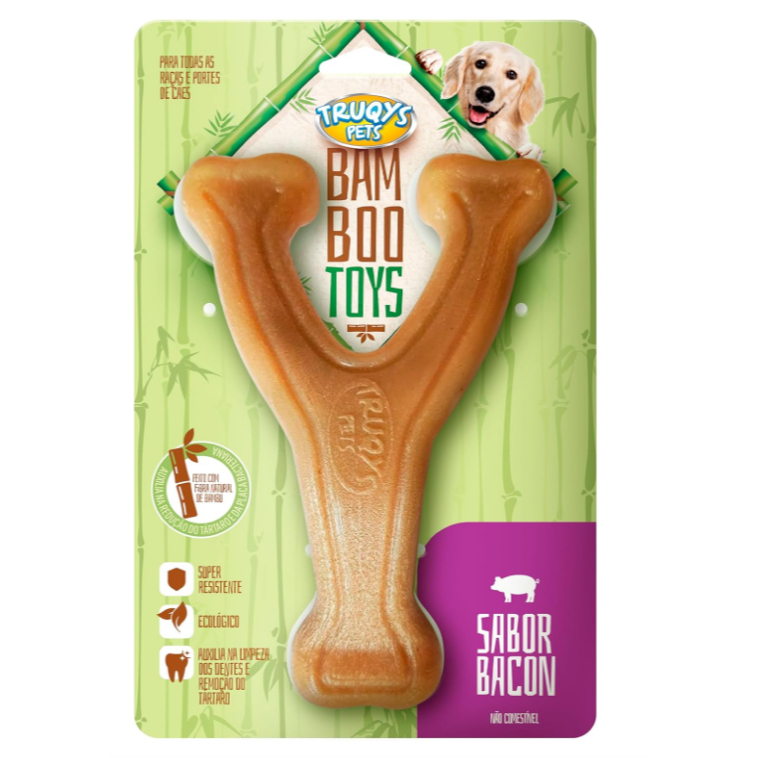 Brinquedo Mordedor de Fibra de Bamboo Truqys para cachorros Sabor Bacon - Bamboo Toys