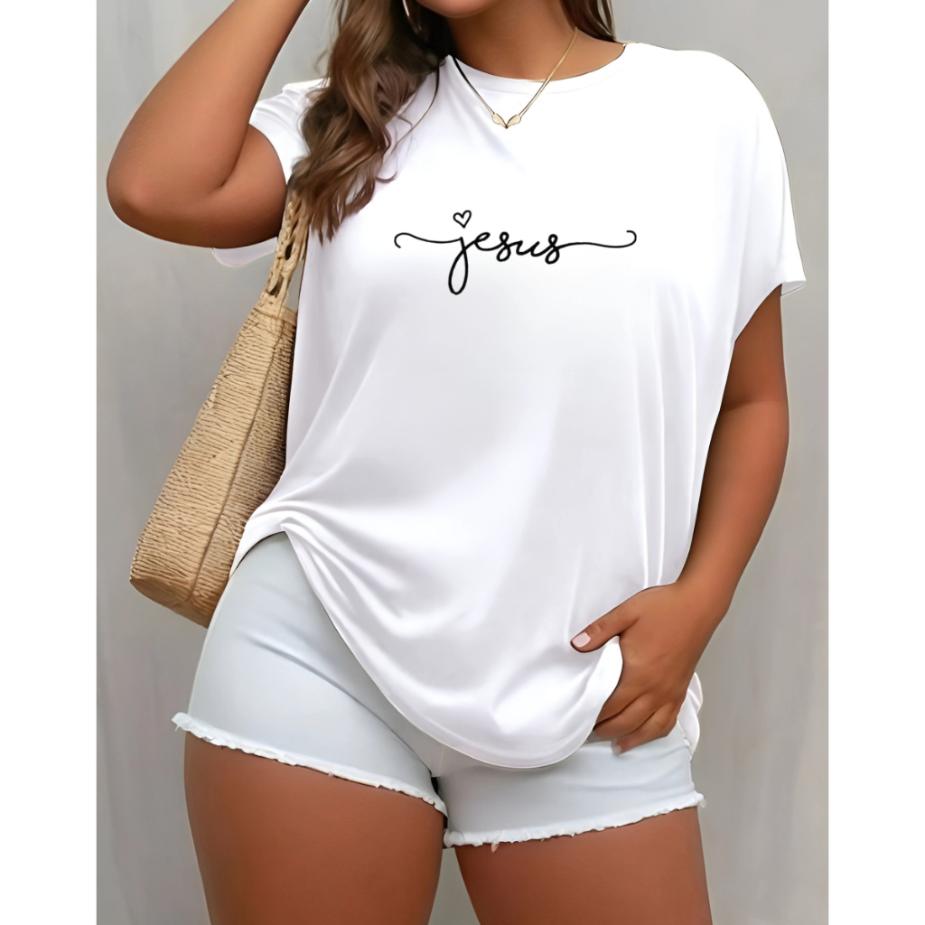 Blusa T-shirt Linda Camiseta Feminina Jesus Algodão Premium em Oferta na Shopee
