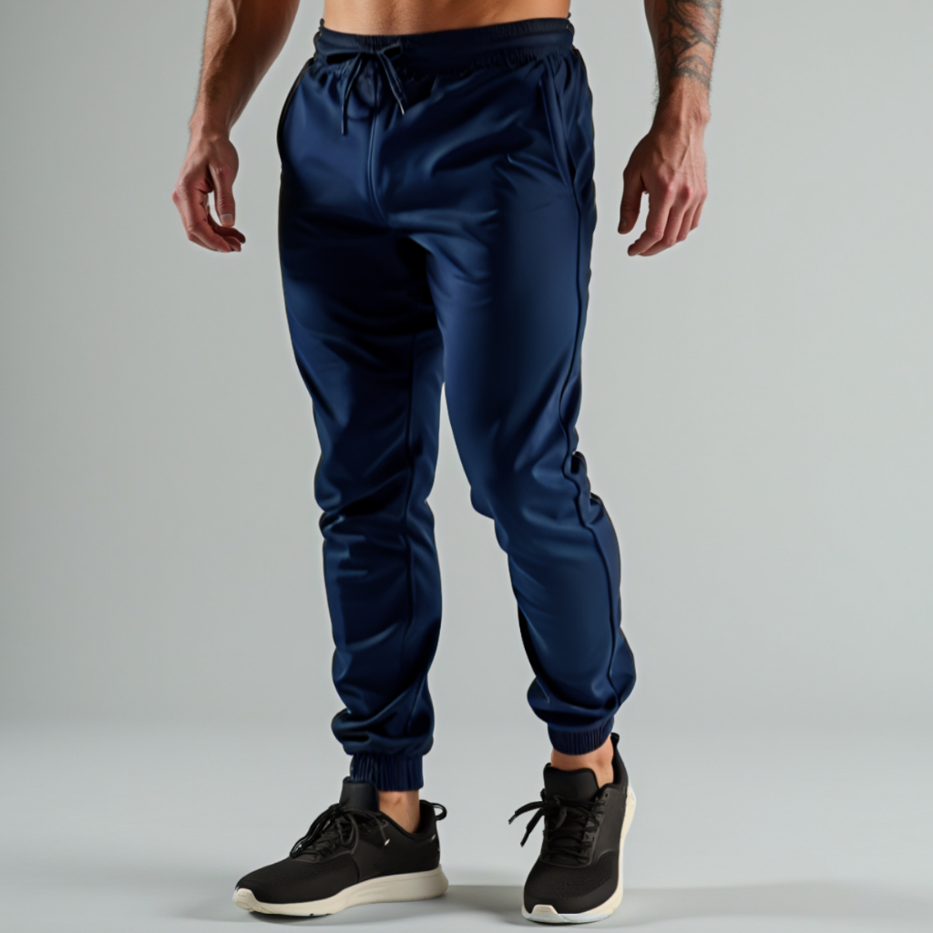Calça Tactel Elastano Casual Azul Jogger Esportiva Masculina Academia Treino Bolso Corrida Slim