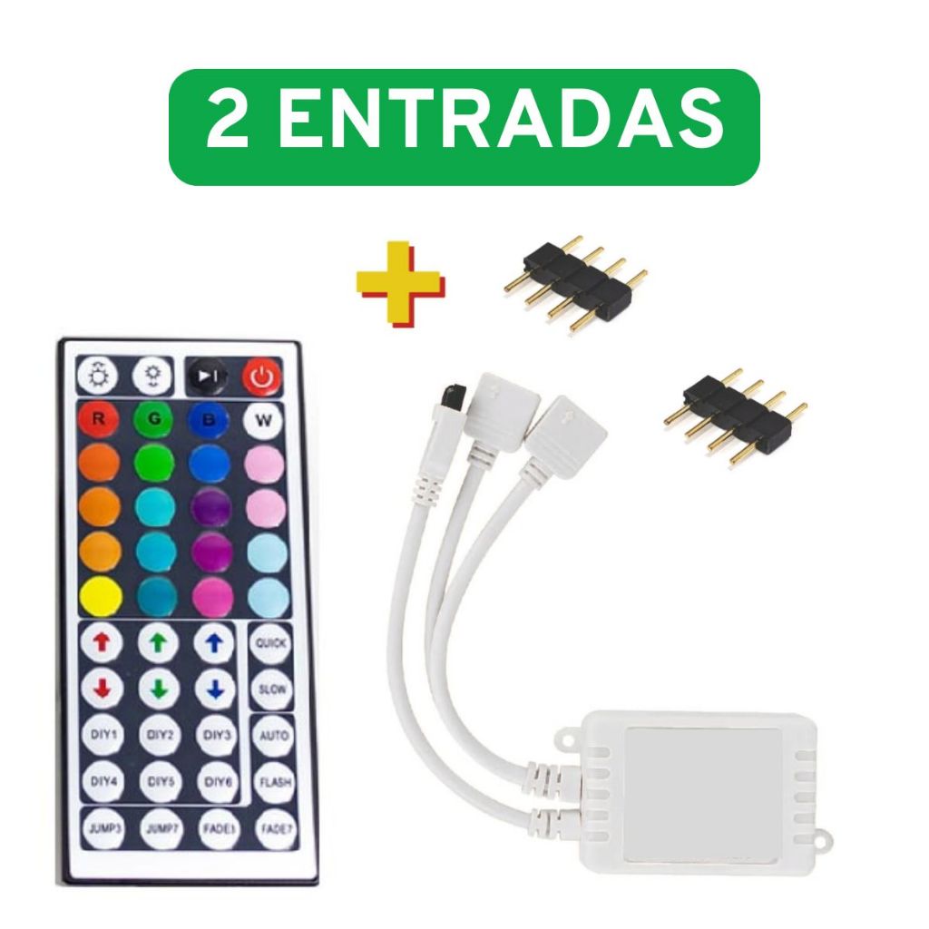 Kit Controle RGB 24 OU 44 Teclas SIMPLES DUPLO P/Fita de Led 5050 3528+ Controlador+ Emenda  4 pinos