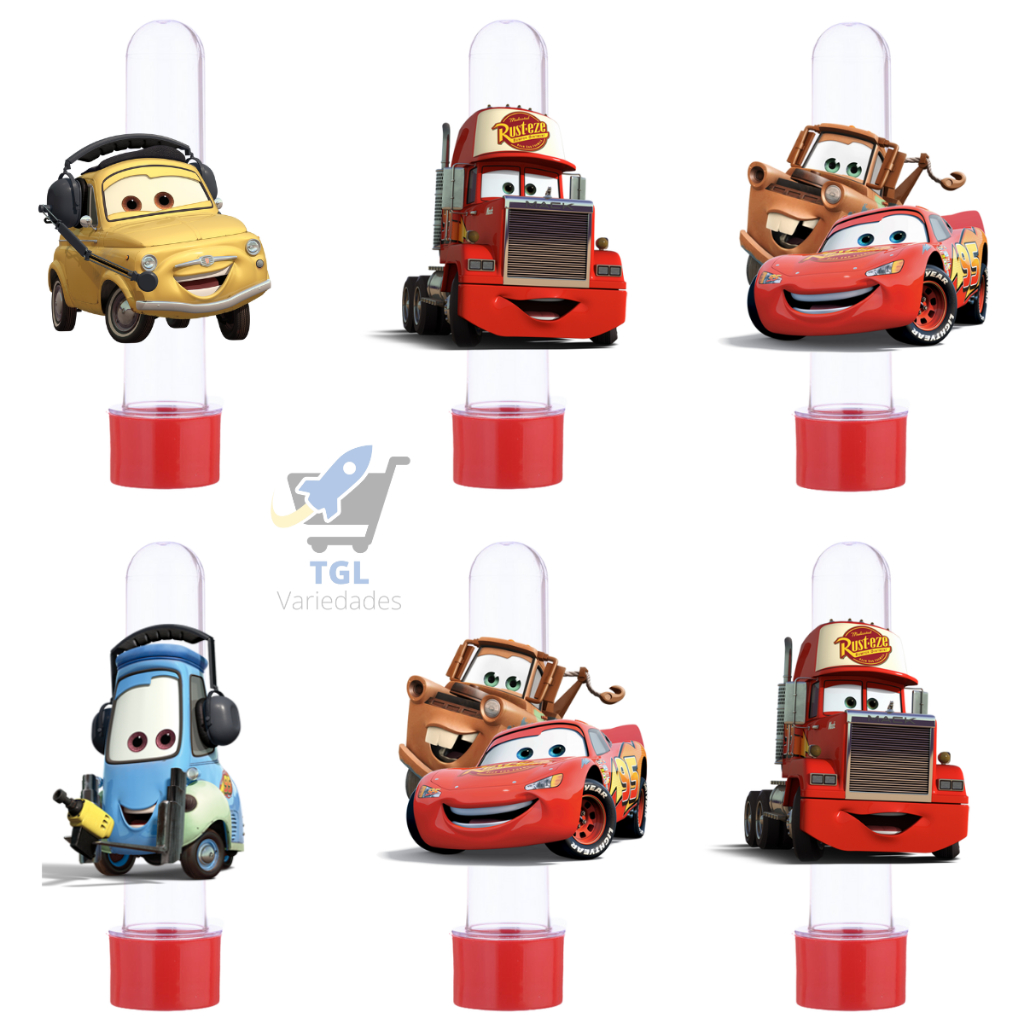 10 Tubetes Carros Lembrancinha Com Aplique 3D em Oferta na Shopee