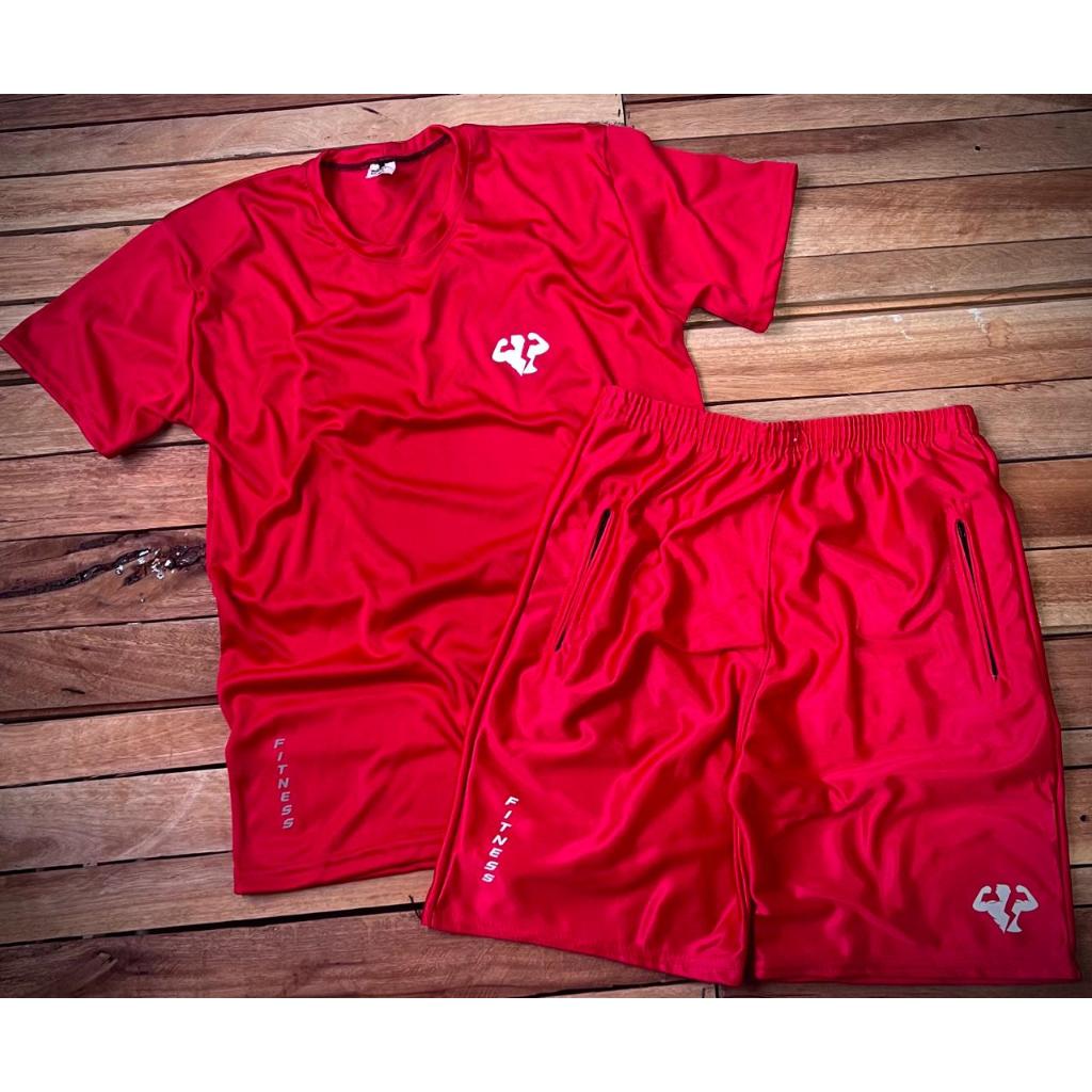 Conjunto Kit 1 Camiseta Masculina Dry Fit Academia + 1 Bermuda Esportiva bordada treino