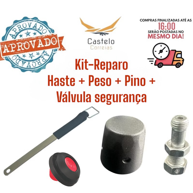 Kit reparo panela de pressão universal-Haste+Peso+Pino e válvula de segurança.
