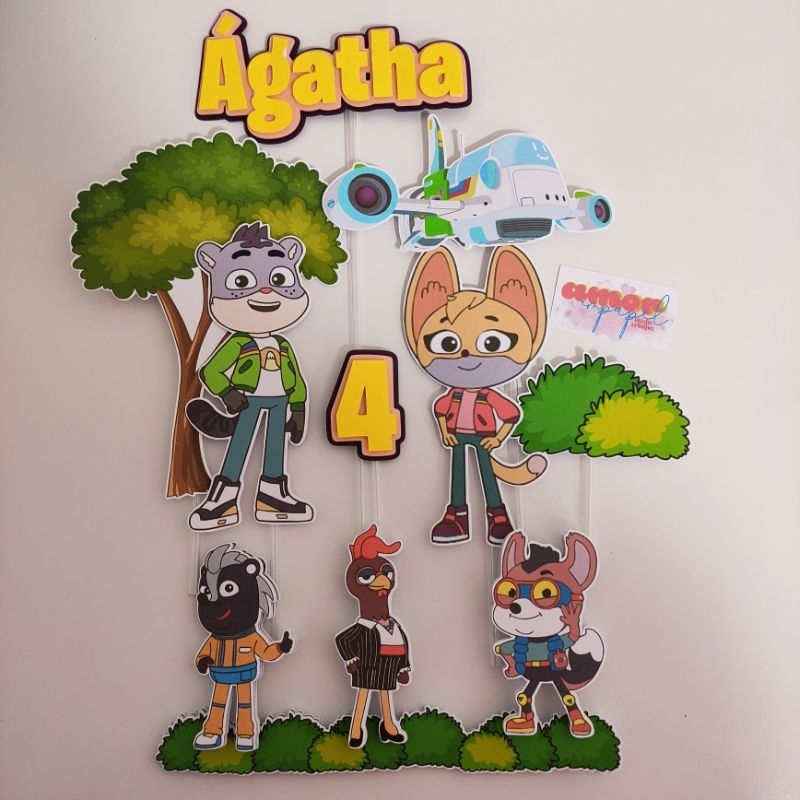 Topo de Bolo Mistério dos Animais Personalizado Festa Aniversário Parabéns em Oferta na Shopee