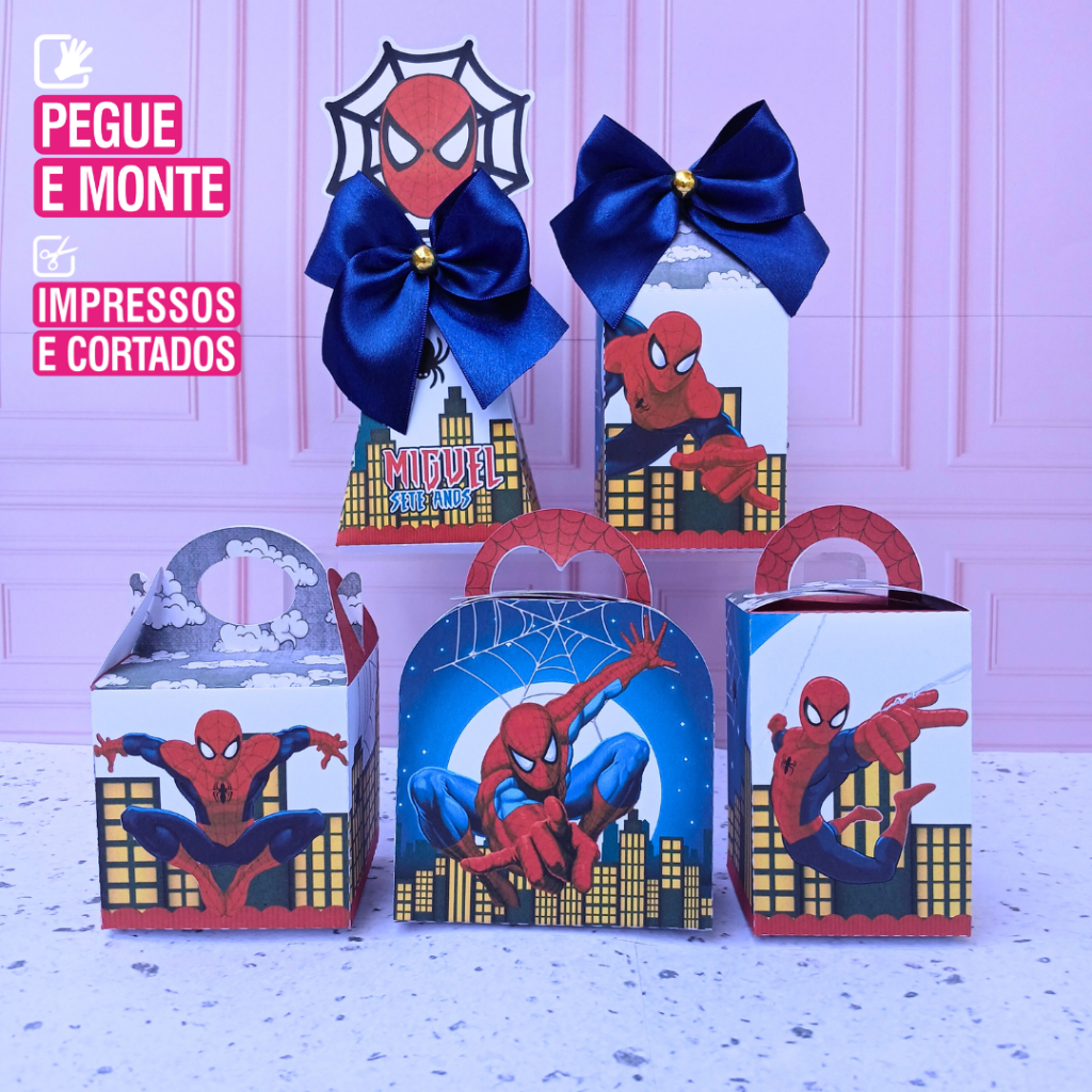 Kit Festa Homem Aranha/ Spiderman - Personalizados - Lembrancinha - Festa Infantil - Aniversário / PEGUE E MONTE