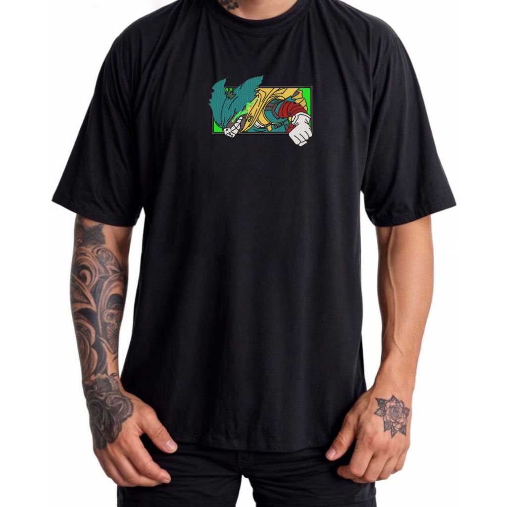 Camiseta Boku no Hero Bordada Deku Anime My hero Academia Oversized Algodão