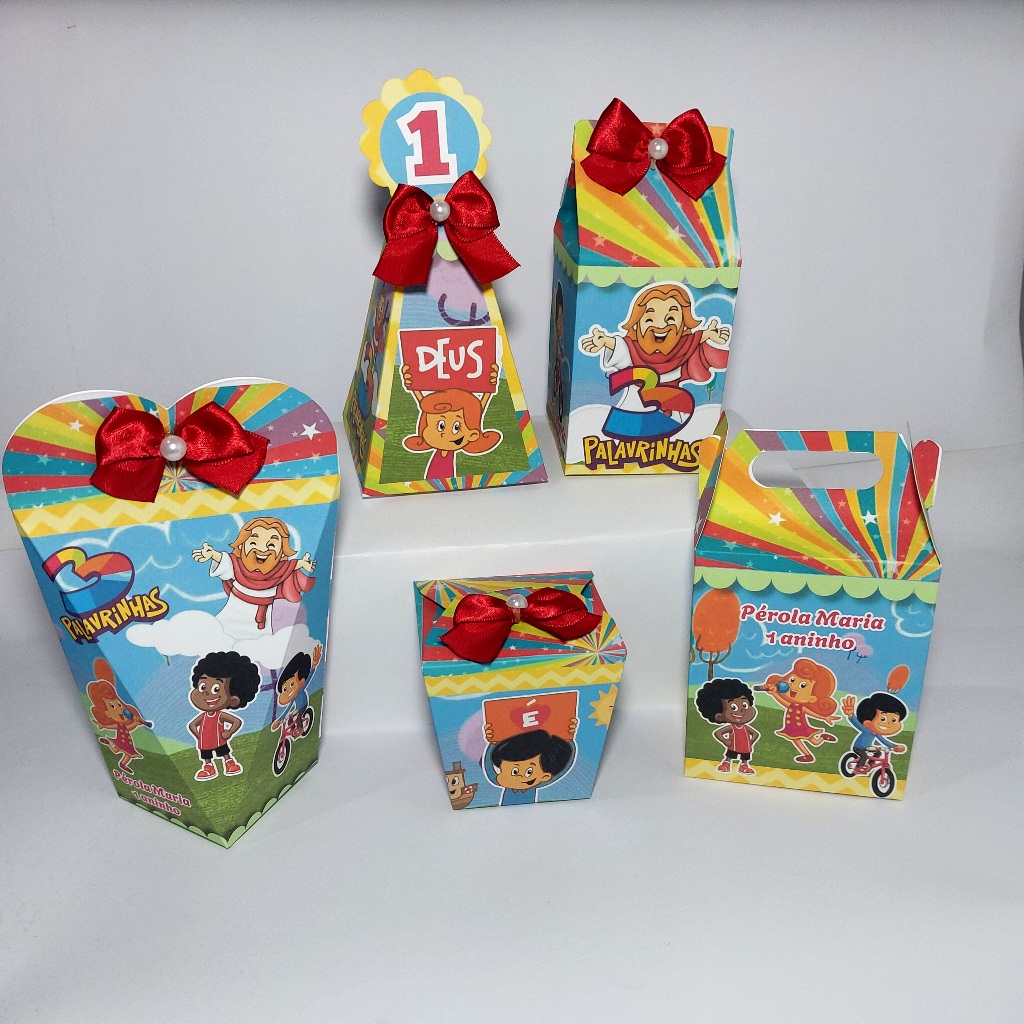 3 PALAVRINHAS Kit 50 Lembrancinhas MIMOS Personalizadas Caixinhas de aniversário festa infantil ou qualquer Tema