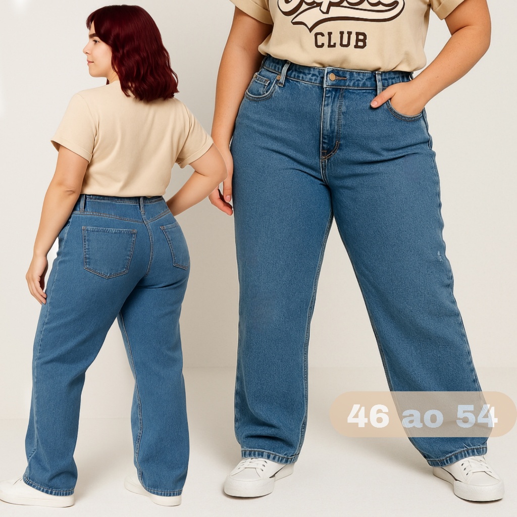 Wide Leg Plus Size Feminina 46 ao 54 Cintura Alta EXTREMA QUALIDADE em Oferta na Shopee