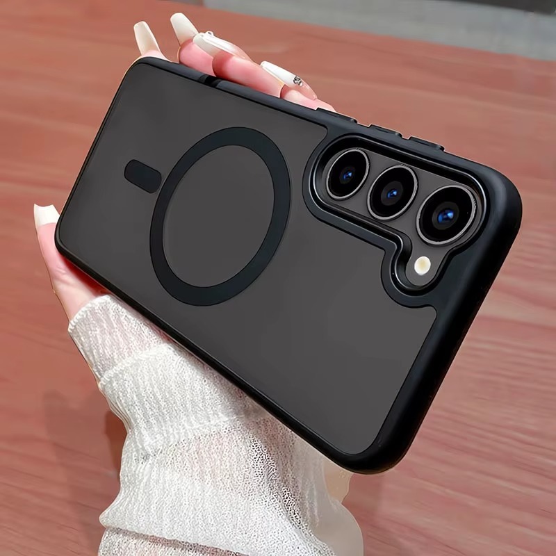 Capinha Capa Para S23 S24 S25 Fosca Preta Magnética Magsafe Anel Suporte Protetora Case S23 S24 S25