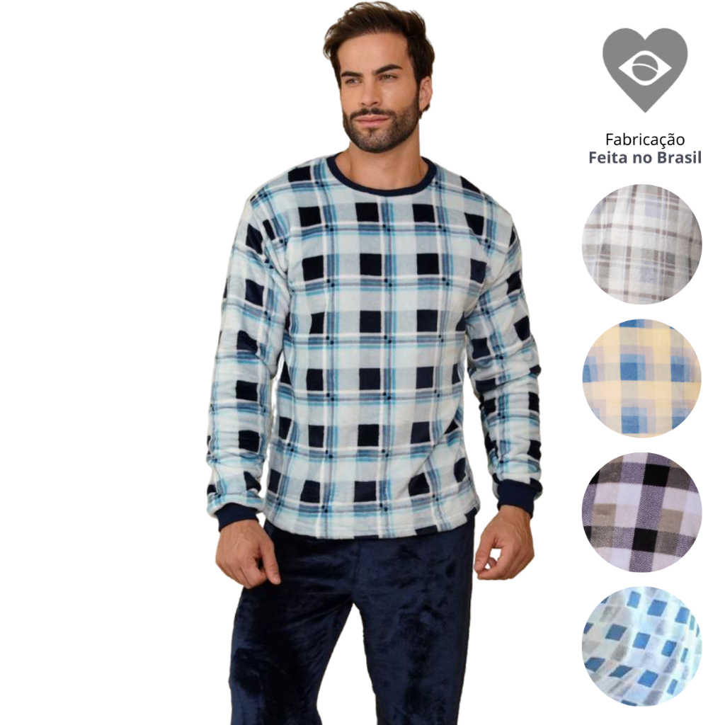 Pijama Masculino Inverno Soft Fleece de frio Quentinho