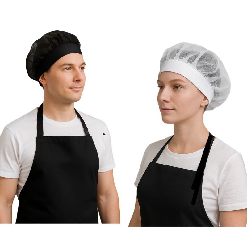 Kit Avental+Touca Oxford Cozinha de Gastronomia Restaurante Pizzaria Garçom Churrasqueiro Preto Bran