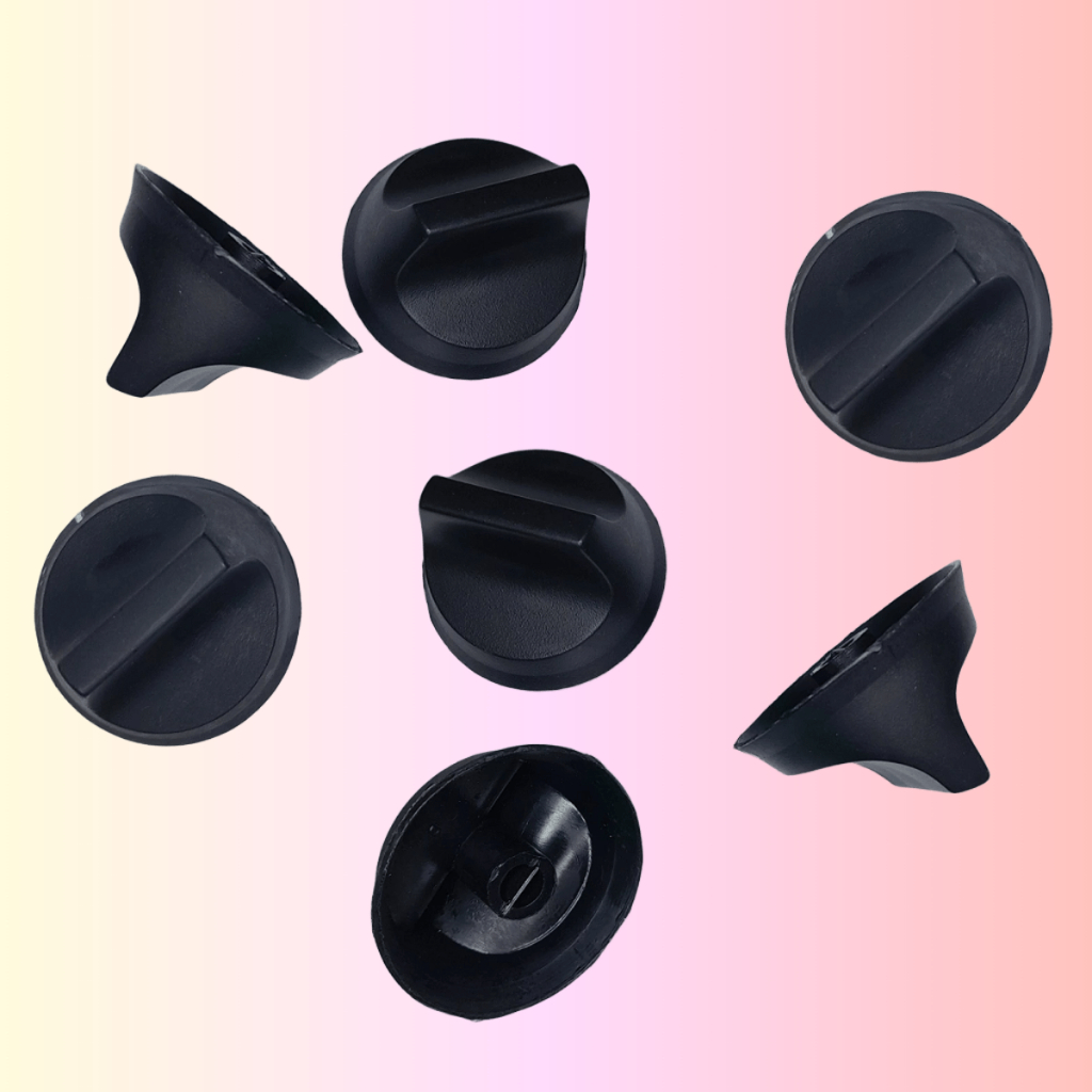 Botão Manípulo para Fogão Dako Vedete Antigo C/Trava Preto ( jogo com 7 pçs) 6 bocas + forno Rosa Maria