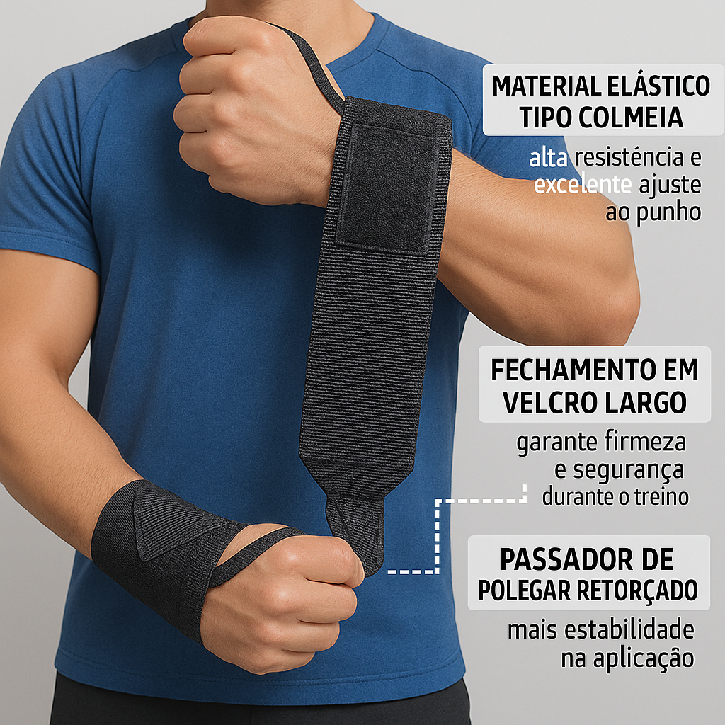 Par de Munhequeira Treino Musculação Protetor De Punho Profissional Articulação Cross