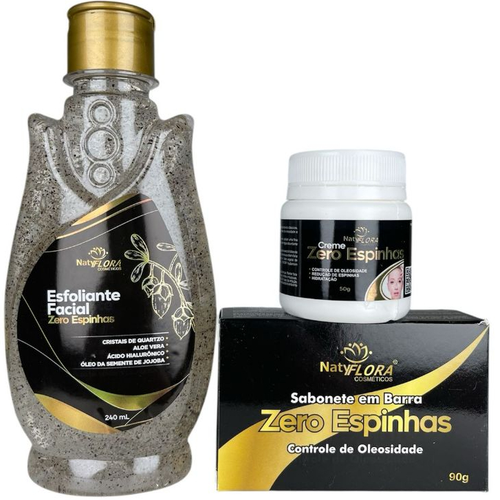 Kit Zero Espinhas Controle de Oleosidade e Hidratação da Pele 3 Un. NatyFlora