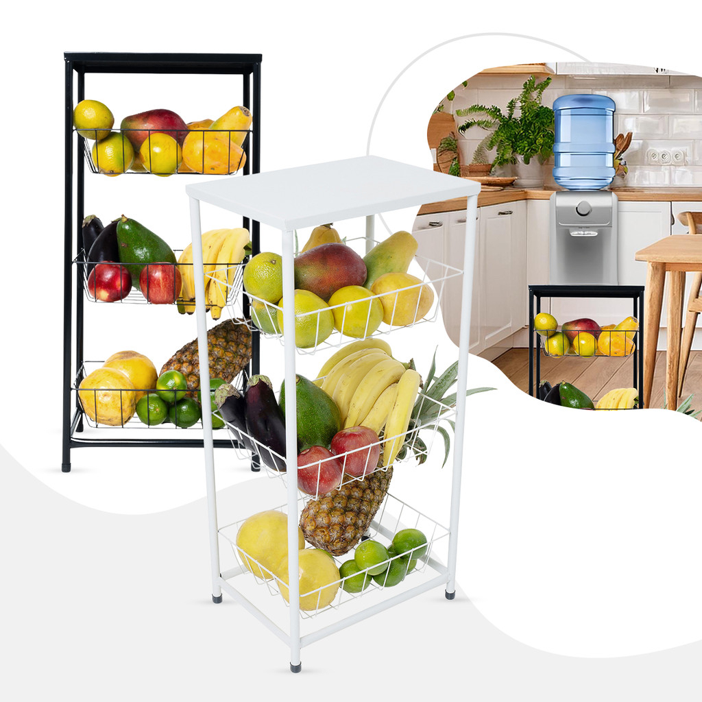 Armário Fruteira De Chão Metal Para Micro-ondas Com 3 Divisórias - Unishop em Oferta na Shopee