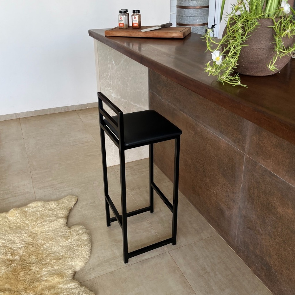 Banqueta Quadrada Alta/Baixa Estilo Industrial Cozinha Balcão Varanda Café Área Gourmet Promoção