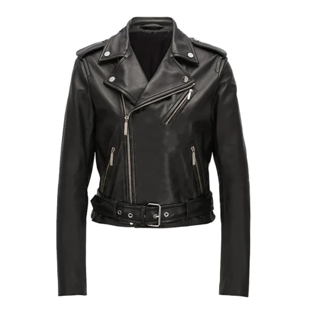 Jaqueta de Couro Rock Feminina Tradicional - Com Fivela