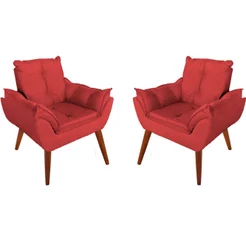 Kit 2 Poltronas Decorativa Opalla - Poltrona Para Recepção - Poltrona Para Sala De Estar E Recepção