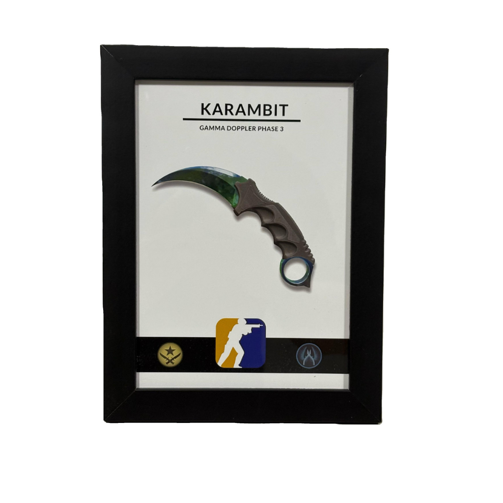 Quadro Counter Strike CS Miniatura Skin Karambit Gamma Doppler Phase 3