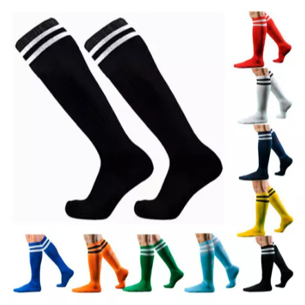 KIT 03 Meias Antiderrapantes De Futebol Esportivas Corrida Com Listras Diversas Cores BL-001