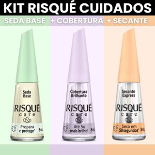 Kit Risque Care Seda Base Extra Brilho Secante Express Base Cuidados 8ml em Oferta na Shopee