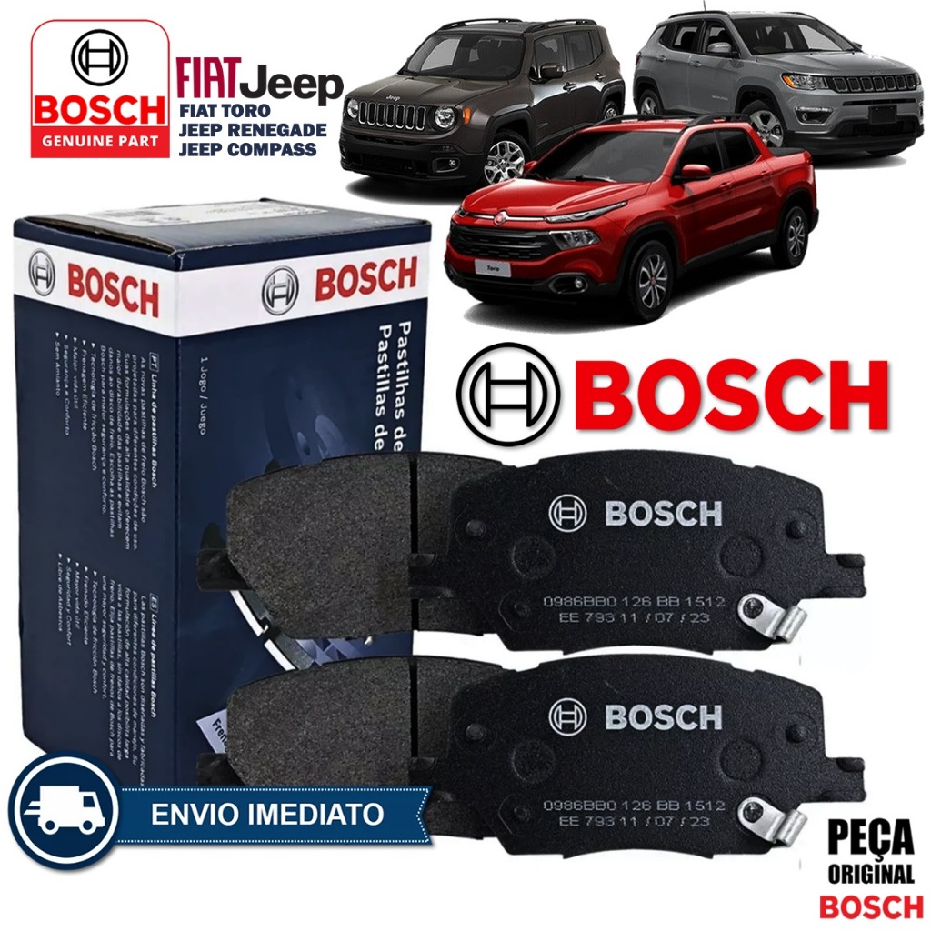 Pastilha de Freio Fiat Toro Jeep Renegade Compass Original BOSCH com Nota Fiscal e Garantia PD1512