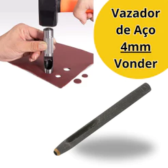 Furador Vazador 4mm Aço Couro Eva Junta Papelao Vonder - Vazador De Aço 4mm - Cilíndrico