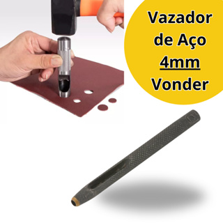 Furador Vazador 4mm Aço Couro Eva Junta Papelao Vonder - Vazador De Aço 4mm - Cilíndrico em Oferta na Shopee
