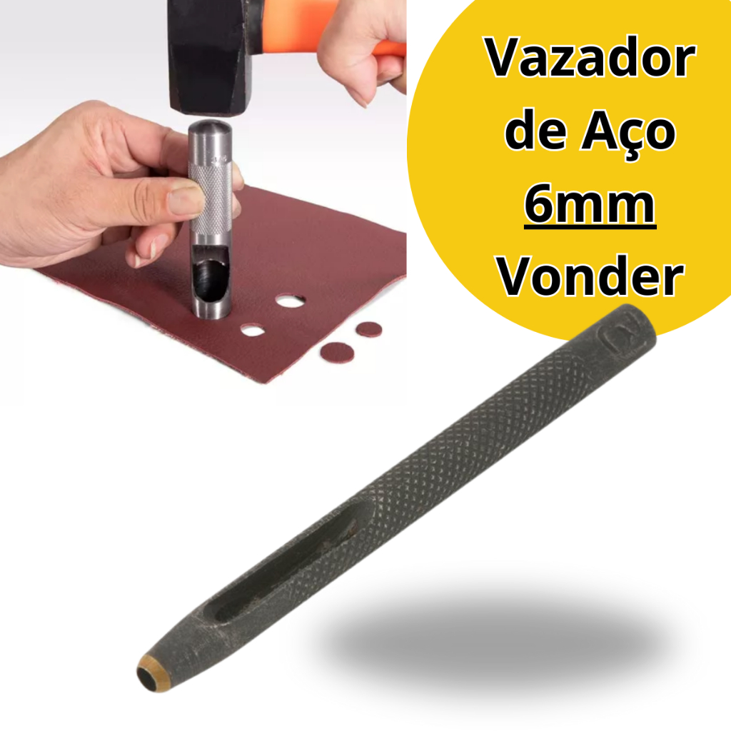 Furador Vazador 6mm Aço Couro Eva Junta Papelao Vonder ~ Ferramenta Para Fazer Furos em Oferta na Shopee