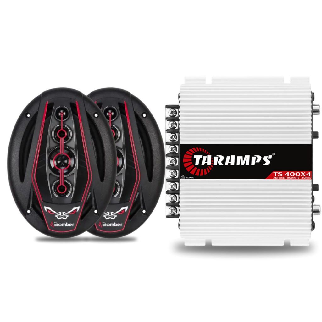 Kit Som Automotivo Completo Bomber 6x9 Bicho Papão 350W + Módulo Taramps TS400 4 Canais 400W RMS - Spare Parts and Accessories for Vehicles