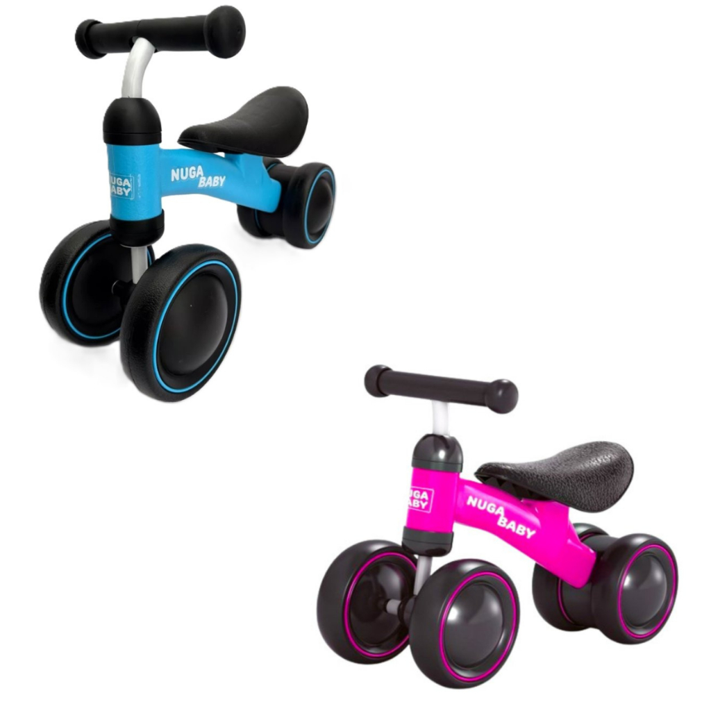 Bicicleta Infantil Sem Pedal 4 Rodas Azul | Estimula Equilíbrio, Coordenação e Autoconfiança | 12+ Meses