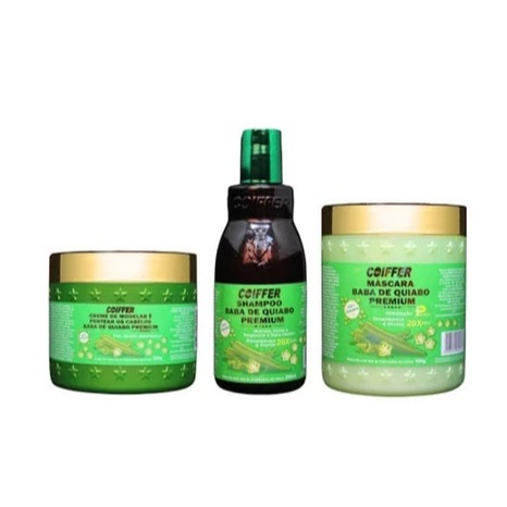 Kit Cliente Baba de Quiabo Premium Coiffer 3 Passos Para Hidratação, Nutrição e Regeneração Capilar