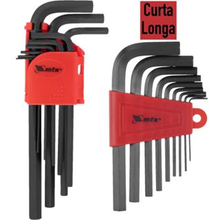 Jogo de Chave Allen Curta ou Longa c/ 9 Peças, 1,5mm - 10mm, CRV, Oxidado Preto MTX em Oferta na Shopee