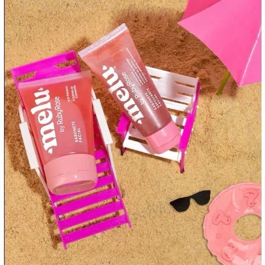 Kit Sabonete Facial e Esfoliante Facial Linha Melu Skin Care Ruby Rose