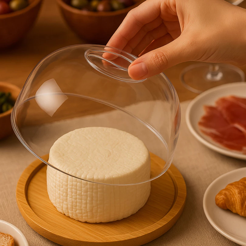 Porta Queijo Bambu com Tampa Acrílico Para Frios e Manteigueira Queijeira Multiuso Conserva em Oferta na Shopee