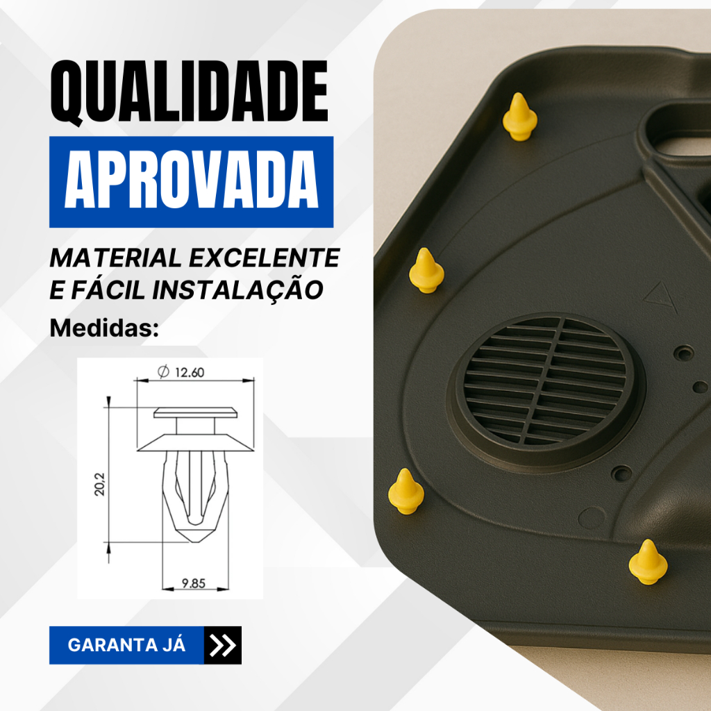 Kit 100 Grampos Presilhas Forro Porta Ecosport Ka 2003 04 05 06 08 09 10 11 2012 Resistente