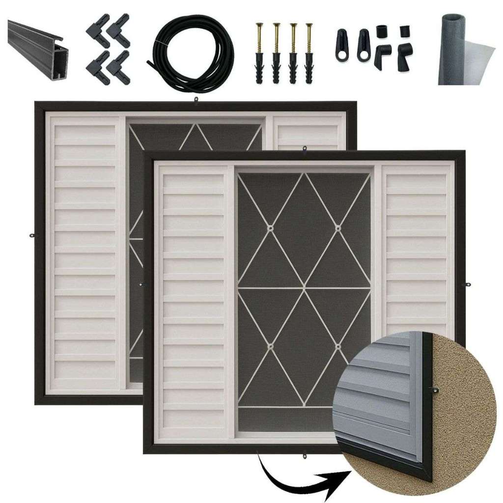 Kit 2 Telas Mosquiteira Alumínio Anti Insetos 120x120cm + Acessórios