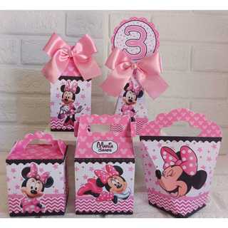 Kit caixas Minnie rosa, Decoração Minnie rosa, Lembrancinha Minnie rosa PEGUE E MONTE