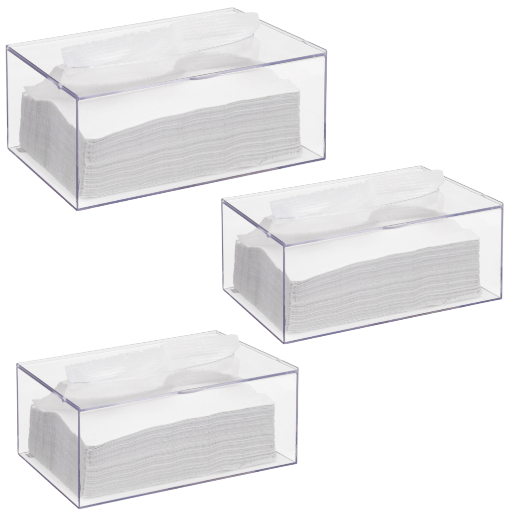 Kit 3 Caixa Porta Lenços Papel Touca Luva ou Papel Interfolhas Interfolhado de Acrílico Transparente em Oferta na Shopee