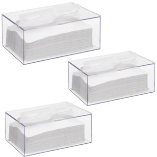 Kit 3 Caixa Porta Lenços Papel Touca Luva ou Papel Interfolhas Interfolhado de Acrílico Transparente em Oferta na Shopee